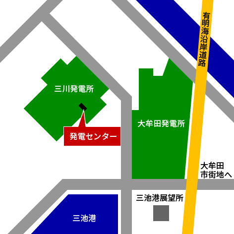 三川・大牟田発電所 拡大地図